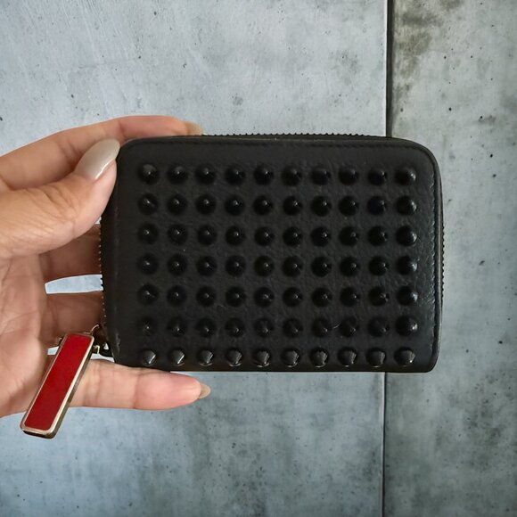 Christian Louboutin Handbags - Christian Louboutin Panettone Black Spike Zip Cardholder w/ Box
